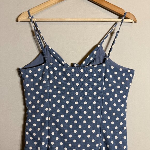 Paper Crane Polka Dot Bodycon Mini Dress Women's Medium Blue White Pin-Up Retro - Picture 9 of 14
